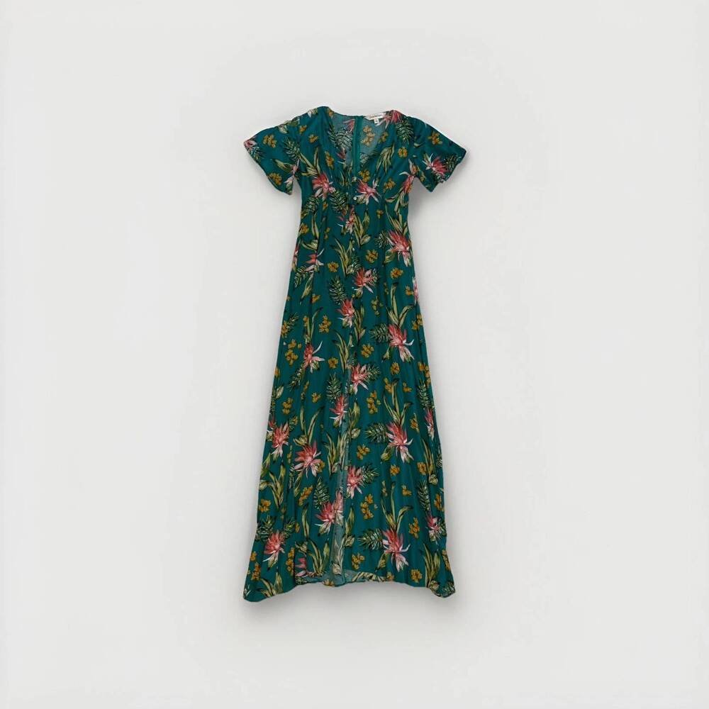 NEW DAVI & DANI women's floral maxi dress in aqua/teal